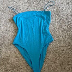 Blue Bodysuit with Scoop Neckline and Classic Fit